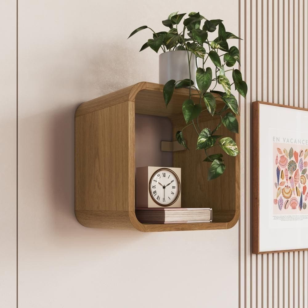 Nicho Prateleira Decorativa Infantil 30x30cm Organizador Para Quarto E Decoração Carvalho Xingu