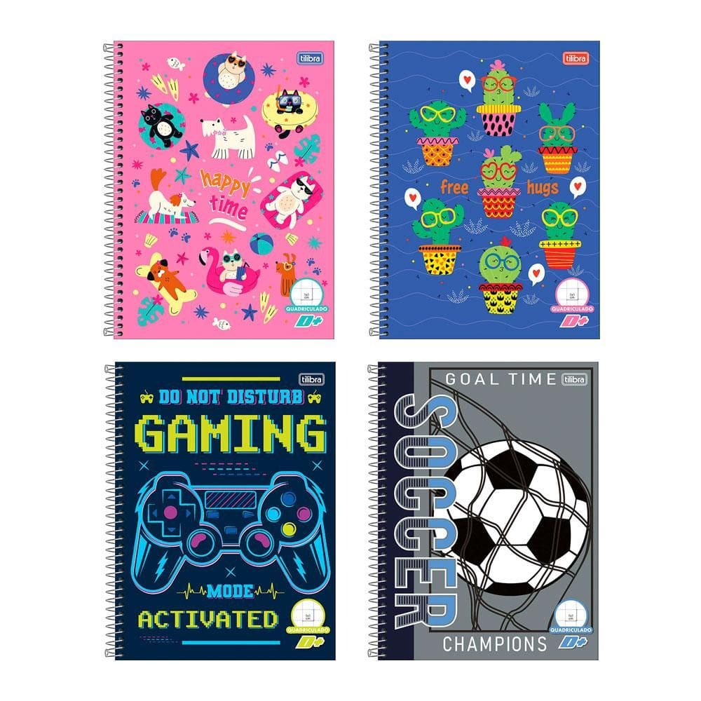 Caderno capa dura univ quadriculado 1X1 96fls D mais Tilibra