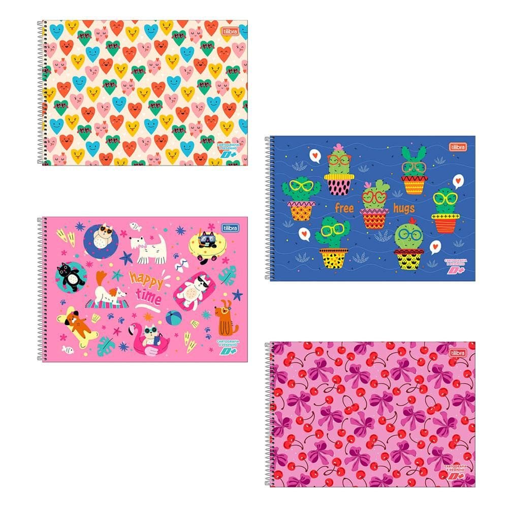 Caderno espiral CD cartografia 96fls D Mais Feminino Tilibra