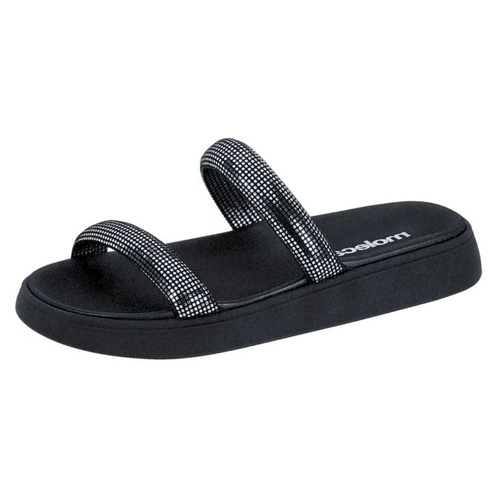 Chinelo Feminino Flatform Papete Brilho Conforto Moleca