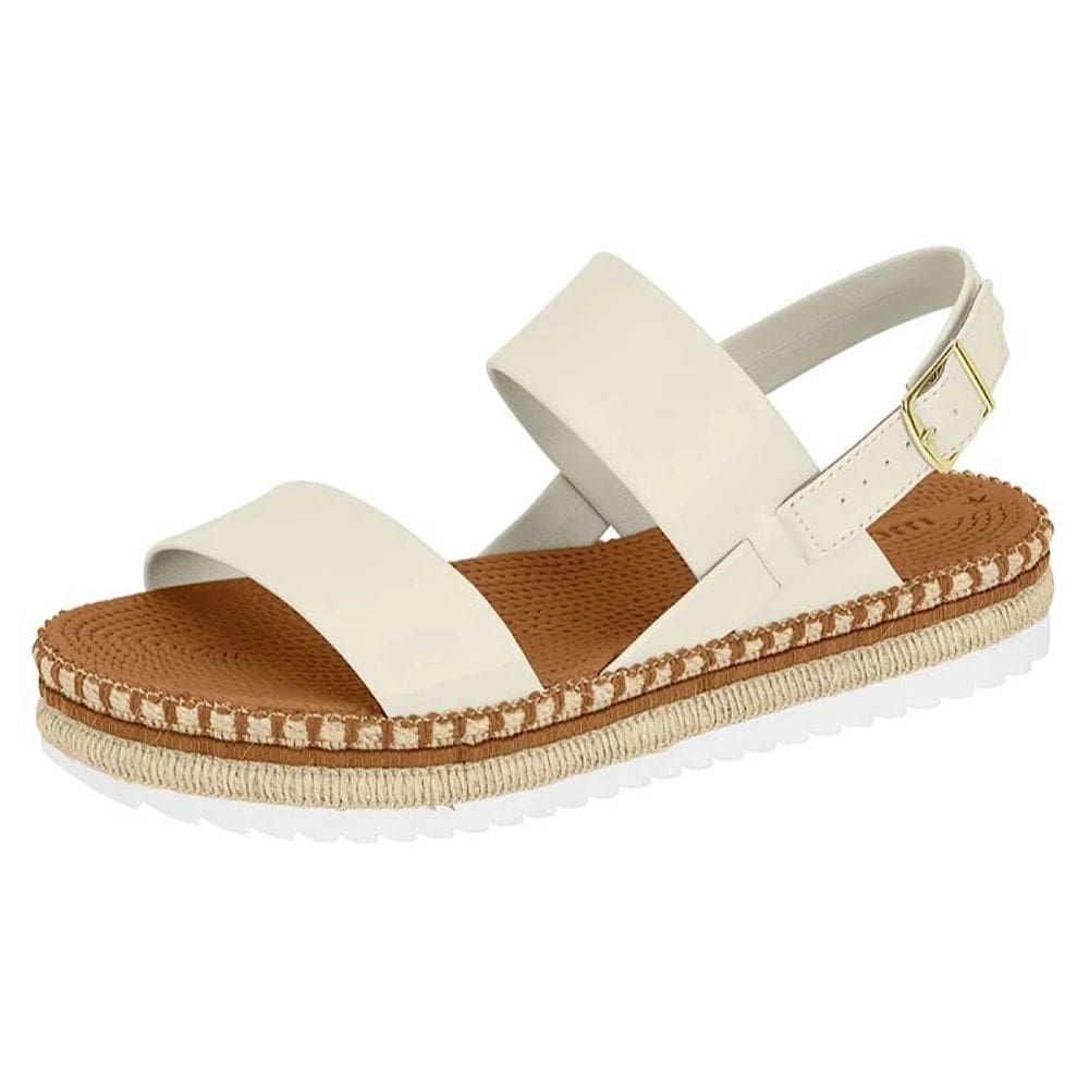 Sandália Feminina Flatform Conforto Palha Estilo Moleca
