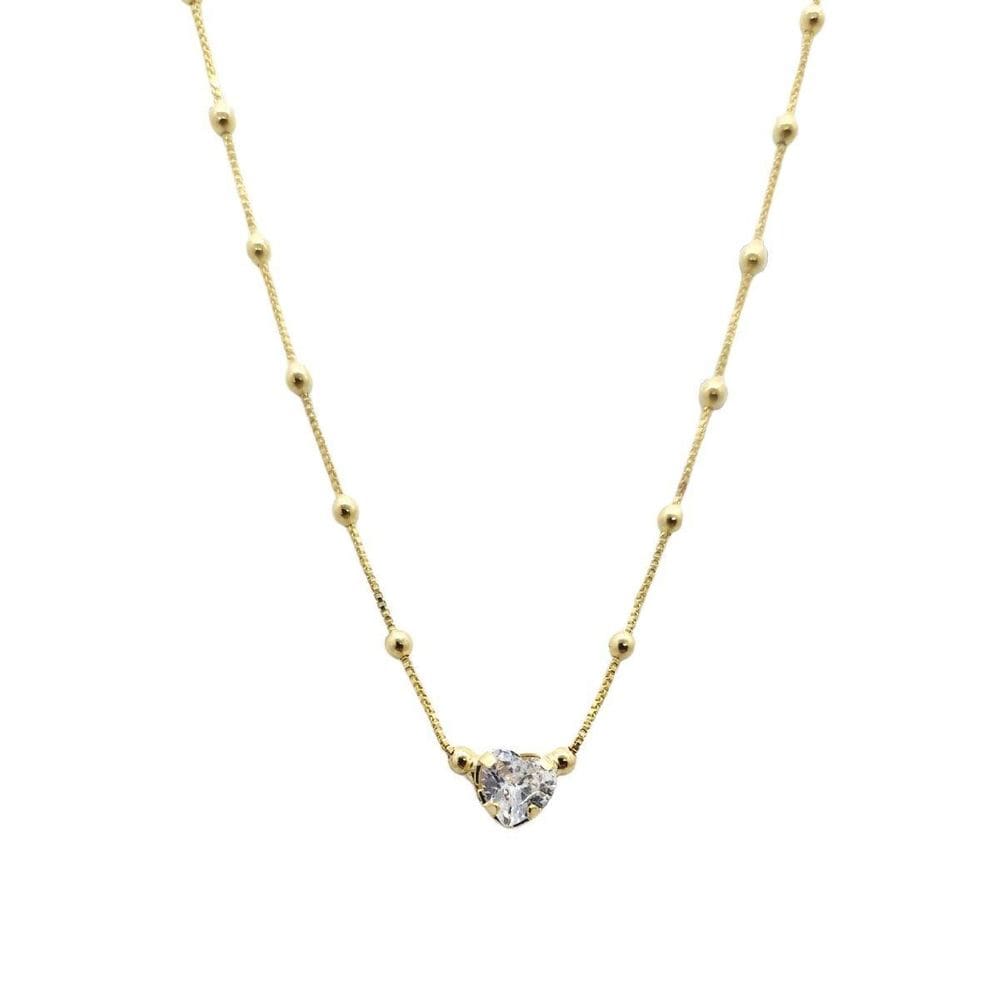 Gargantilha Feminina Folheada Ouro Veneza Coração Zircônia