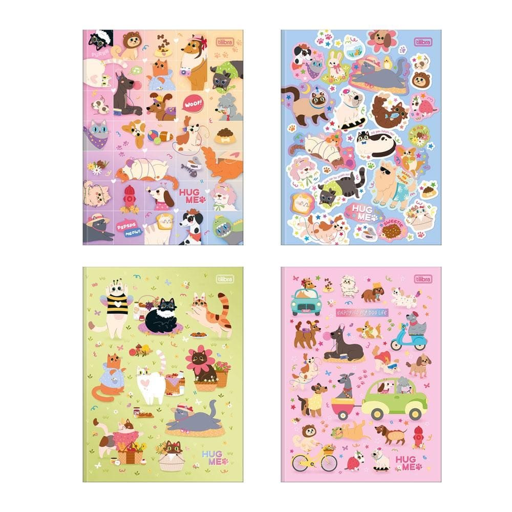 Caderno brochura universitário 1x1 80 fls Hug Me Tilibra