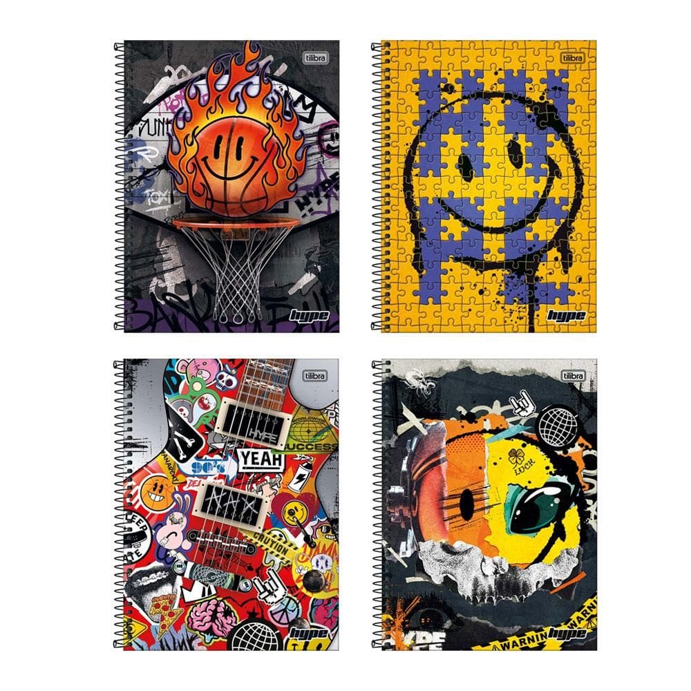 Caderno espiral universitário 1x1 80 fls Hype Tilibra