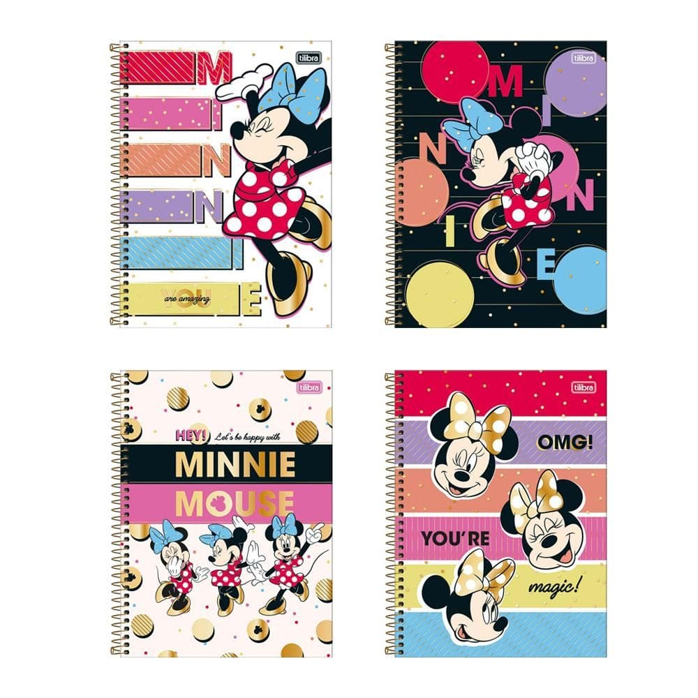 Caderno espiral capa dura univ 1x1 80 fls Minnie Tilibra