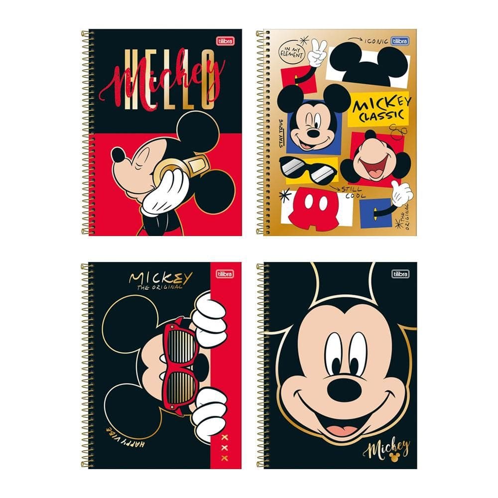 Caderno espiral capa dura univ 1x1 80 fls Mickey Tilibra