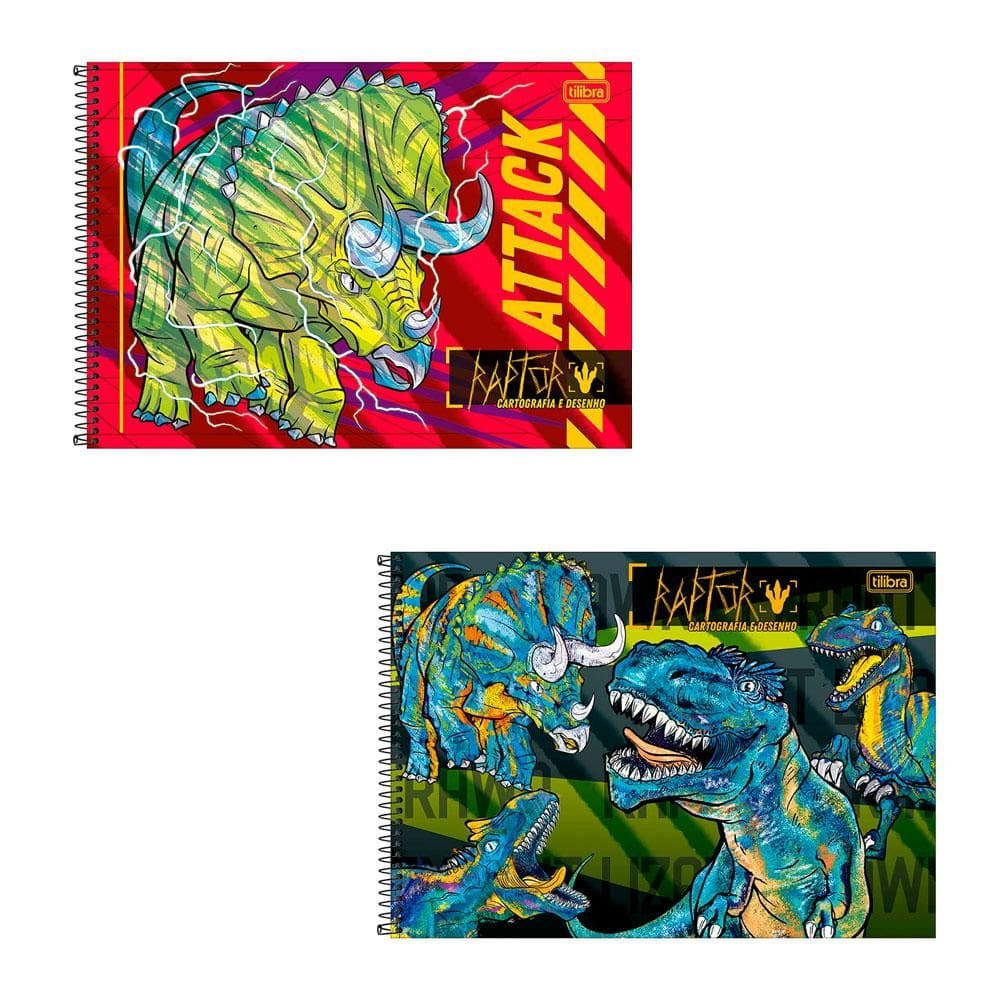 Caderno espiral capa dura cartografia 80 fls Raptor Tilibra