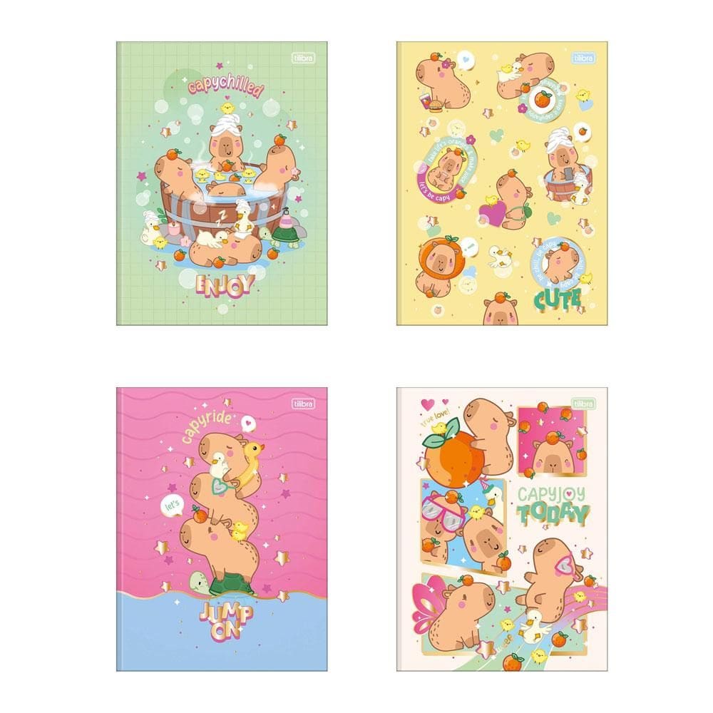Caderno brochura capa dura 1/4 80 folhas Capyclub Tilibra