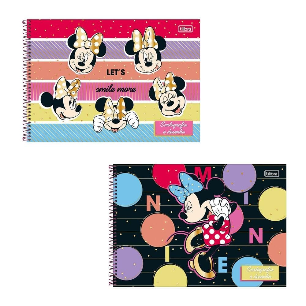 Caderno espiral capa dura cartografia 80 fls Minnie Tilibra
