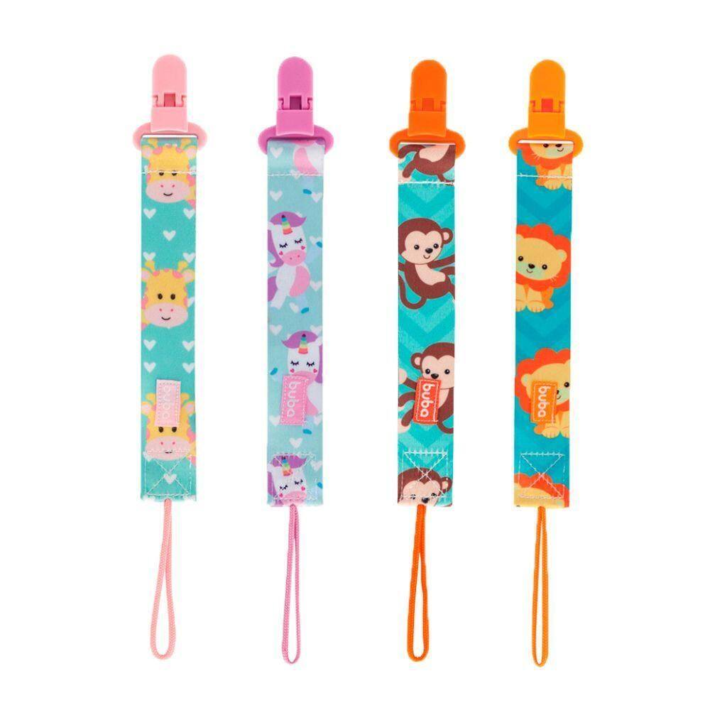 Kit 4 Prendedores Chupeta Infantil Estampado Bico Bebê Clipe
