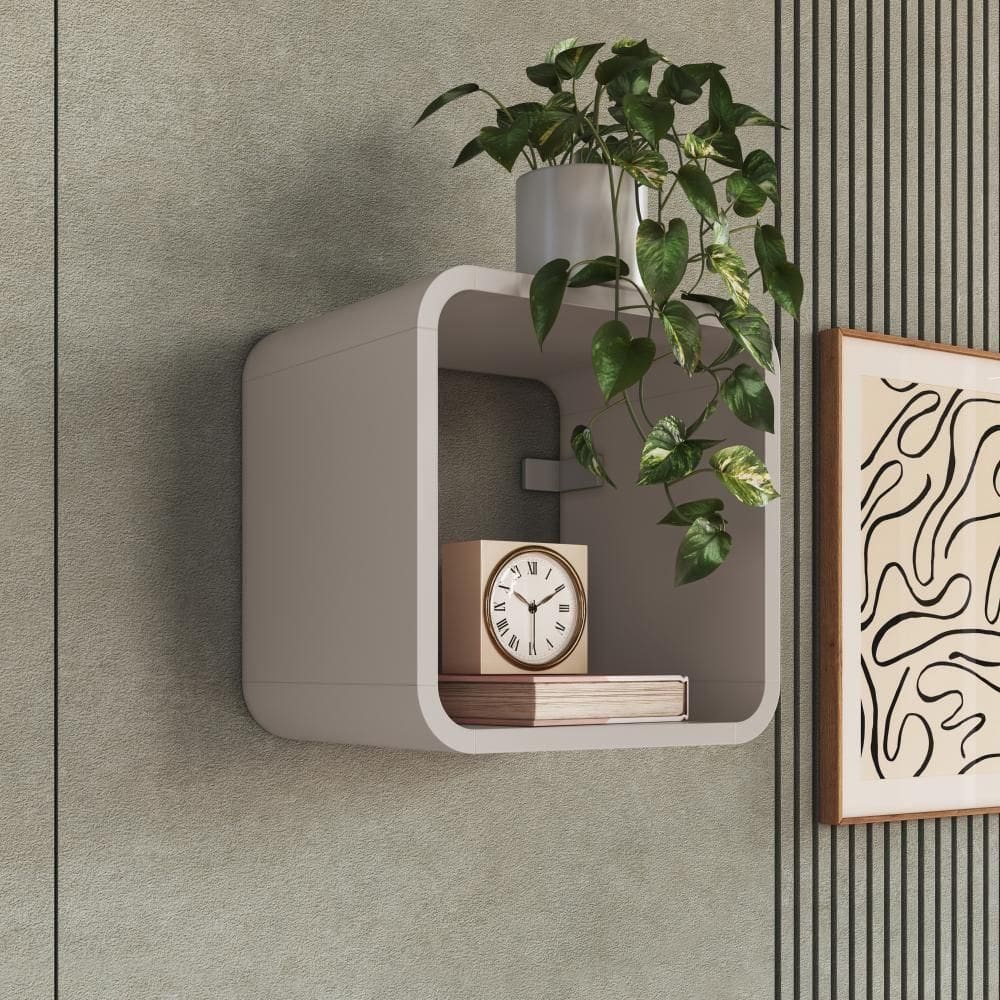 Nicho Prateleira Decorativa Infantil 30x30cm Organizador Para Quarto E Decoração Bege Dunas