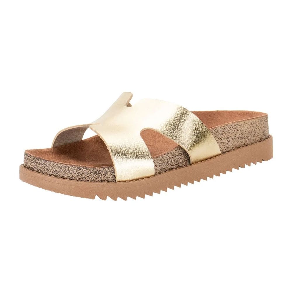 Chinelo Feminino Slide Conforto Metalizado Moderno Moleca