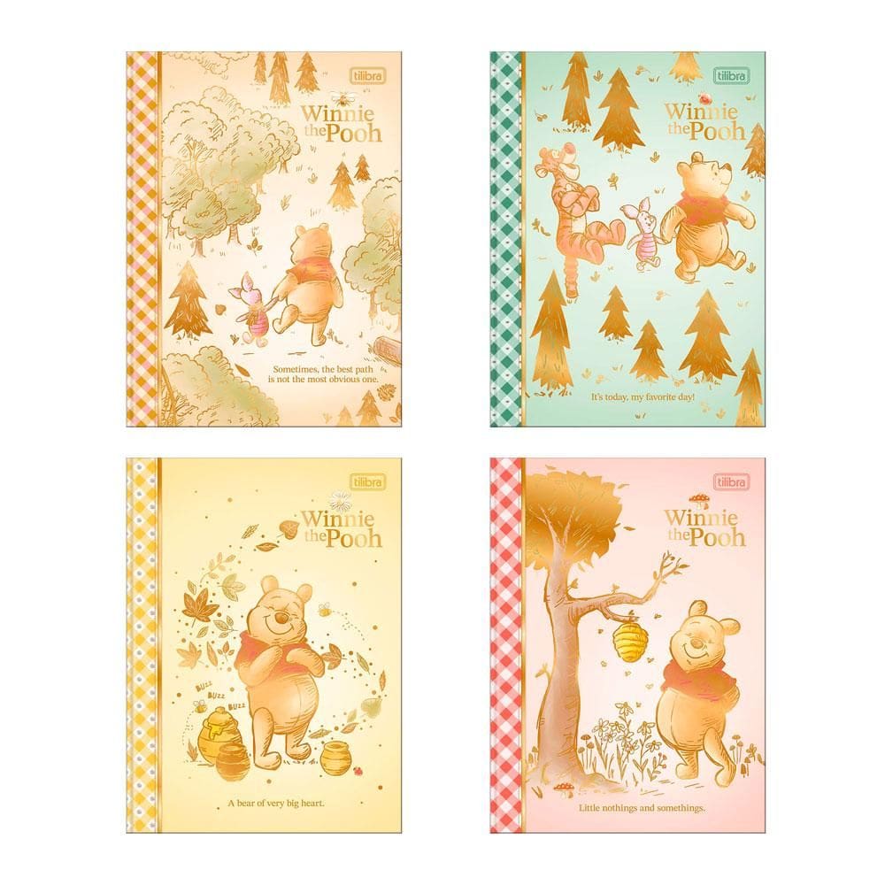Caderno brochura colegial 1x1 80 folhas Pooh Tilibra