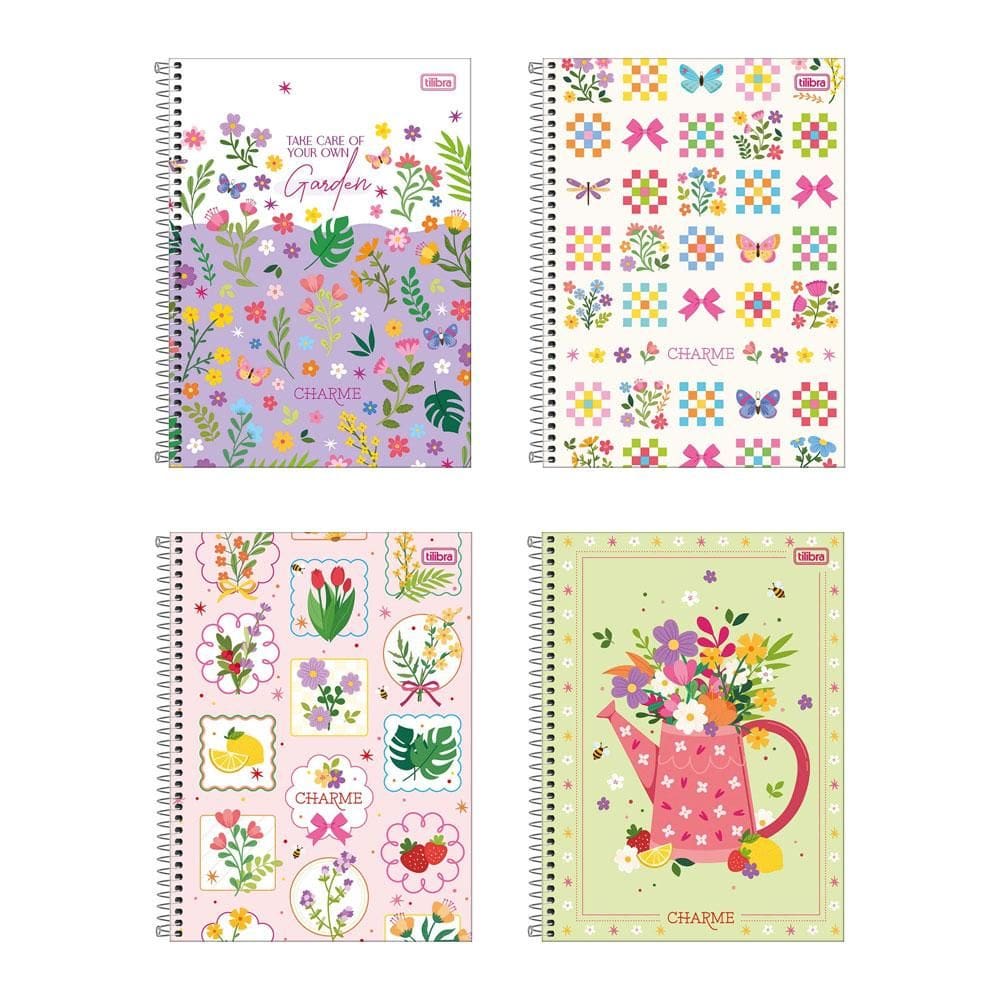 Caderno espiral capa dura univ 1x1 80fls Charme Tilibra
