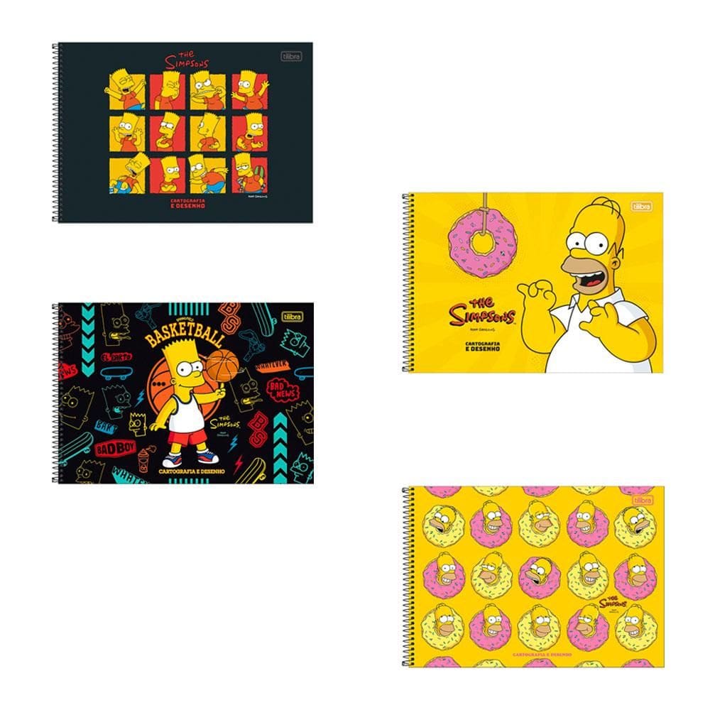 Caderno espiral cartografia 80 fls Simpsons Tilibra