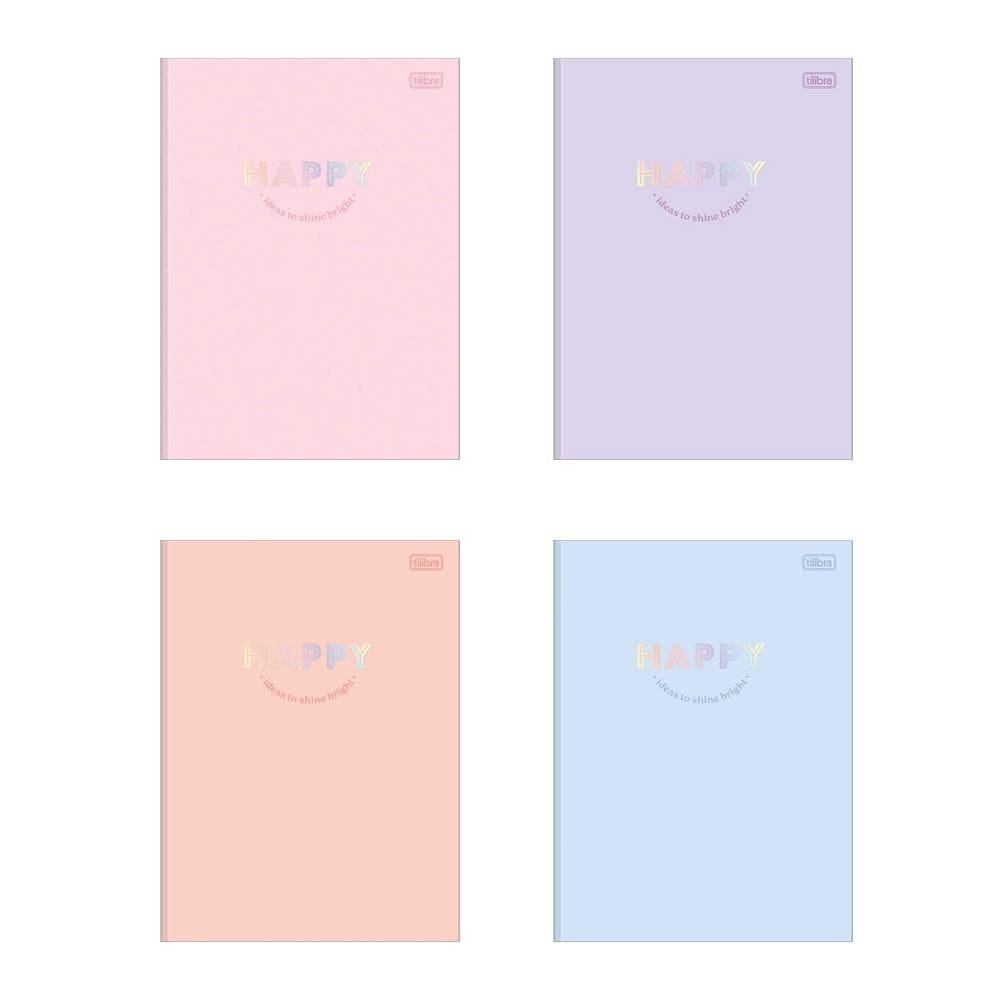 Caderno brochurão universitário 1x1 80 fls Happy Tilibra