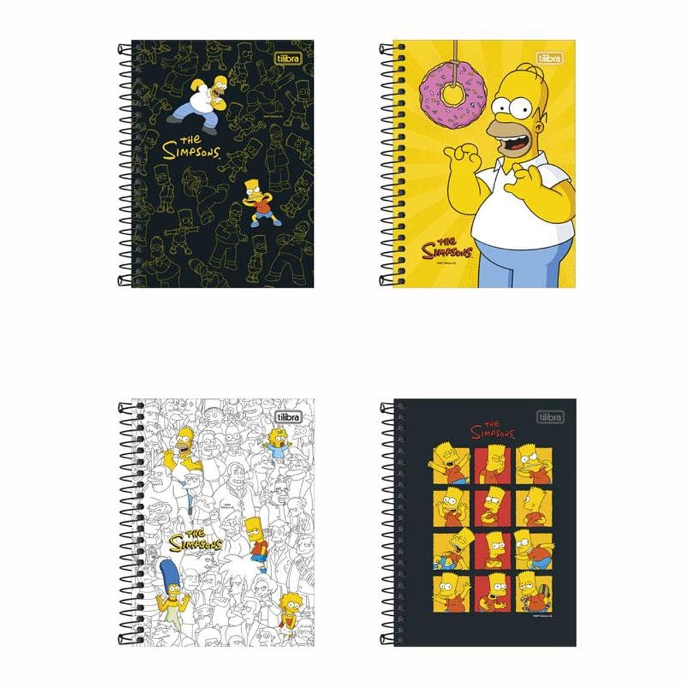 Caderneta espiral capa dura 1/8 80 folhas Simpsons - Tilibra