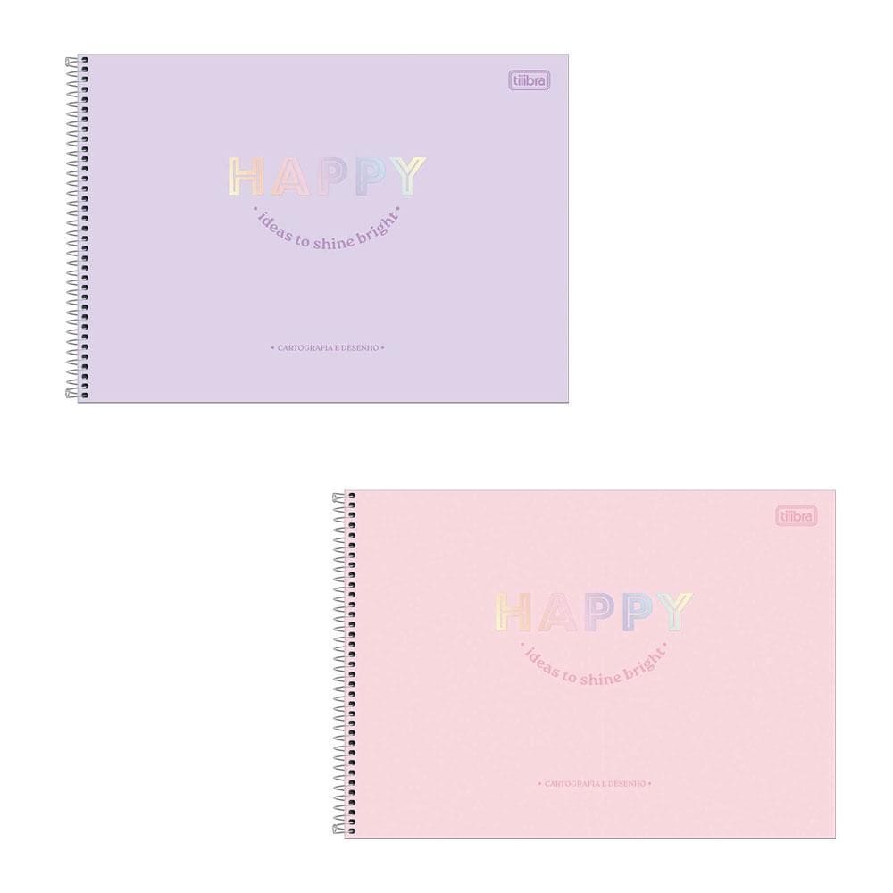 Caderno espiral capa dura cartografia 80 fls Happy Tilibra