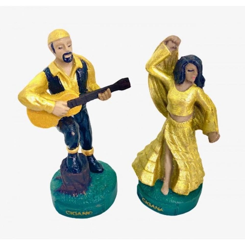 Esculturas Casal Ciganos Em Resina 11 Cm Umbanda E Candomblé