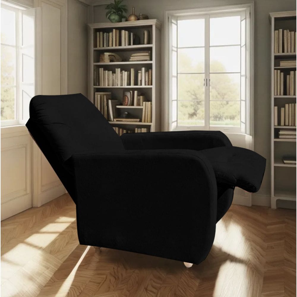 Poltrona Para Extensão De Cílios Reclinável Suede Imperio Moderno Preto