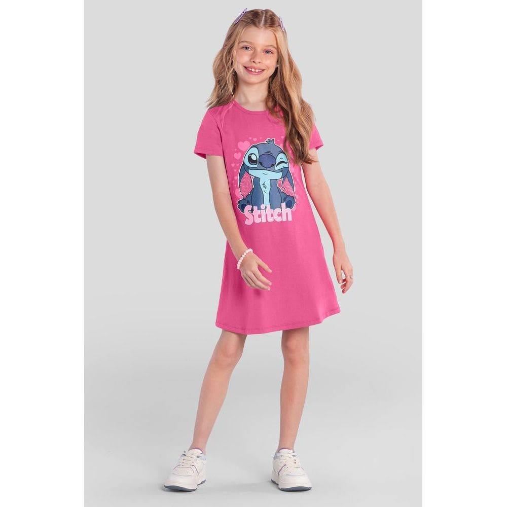Vestido infantil menina do Stitch Brandili