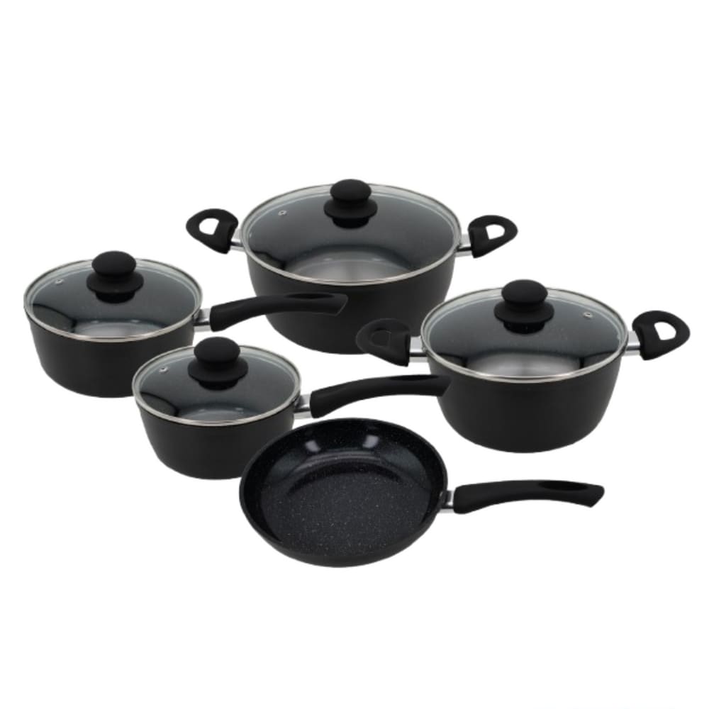 Jogo De Panelas Indução Revest Cerâmico 5 Peças Preto Incanto