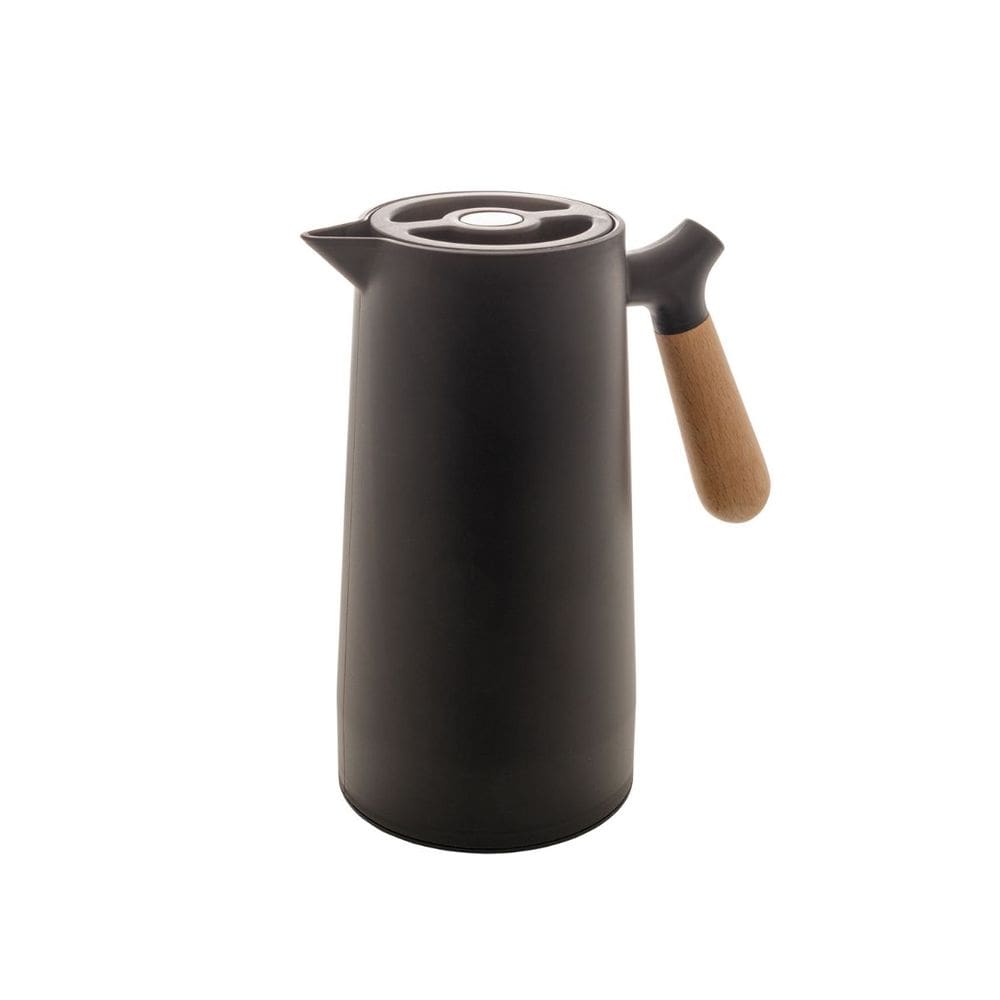 Garrafa Térmica Nordica 1 L Preta Com Cabo De Madeira Wolff