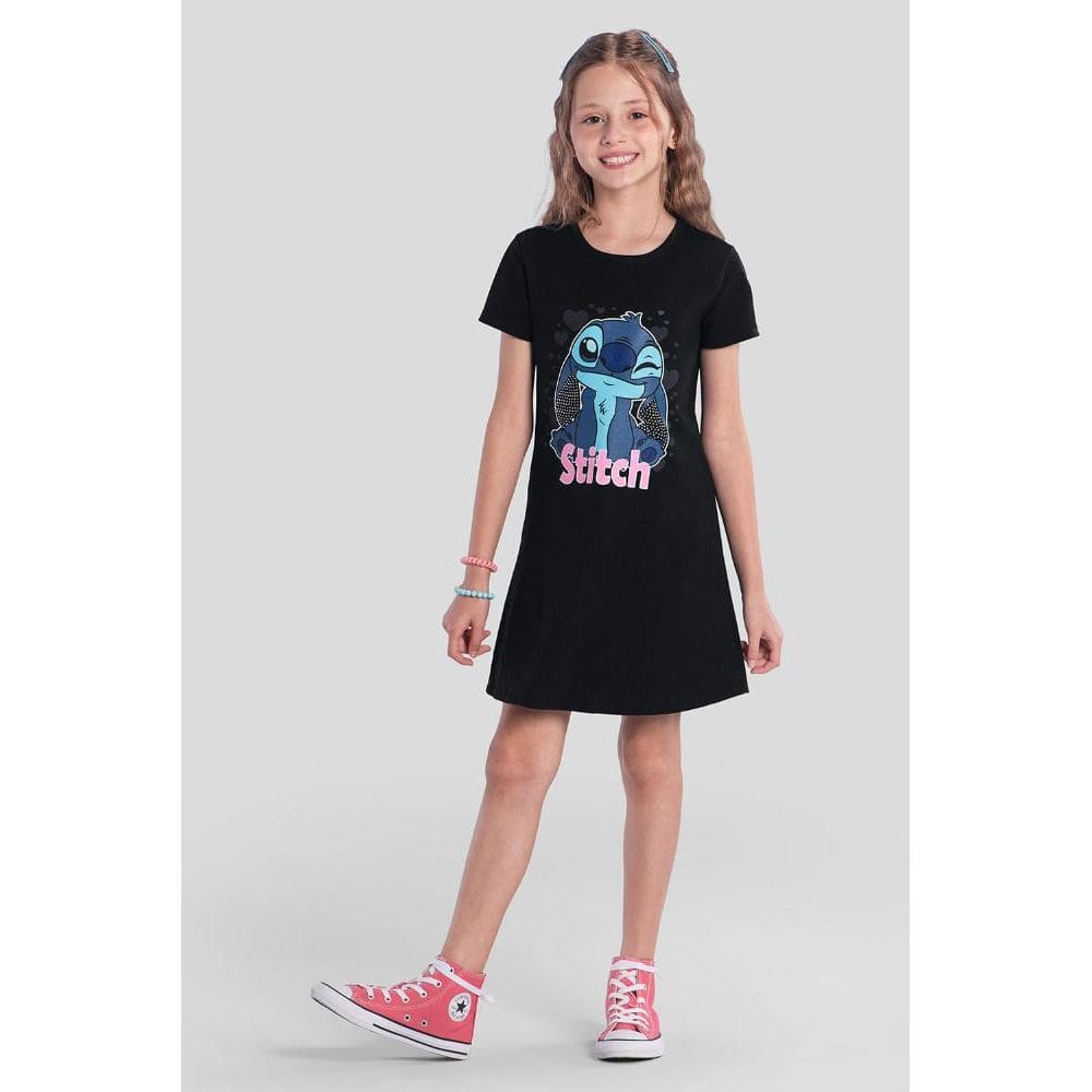 Vestido infantil menina do Stitch Brandili