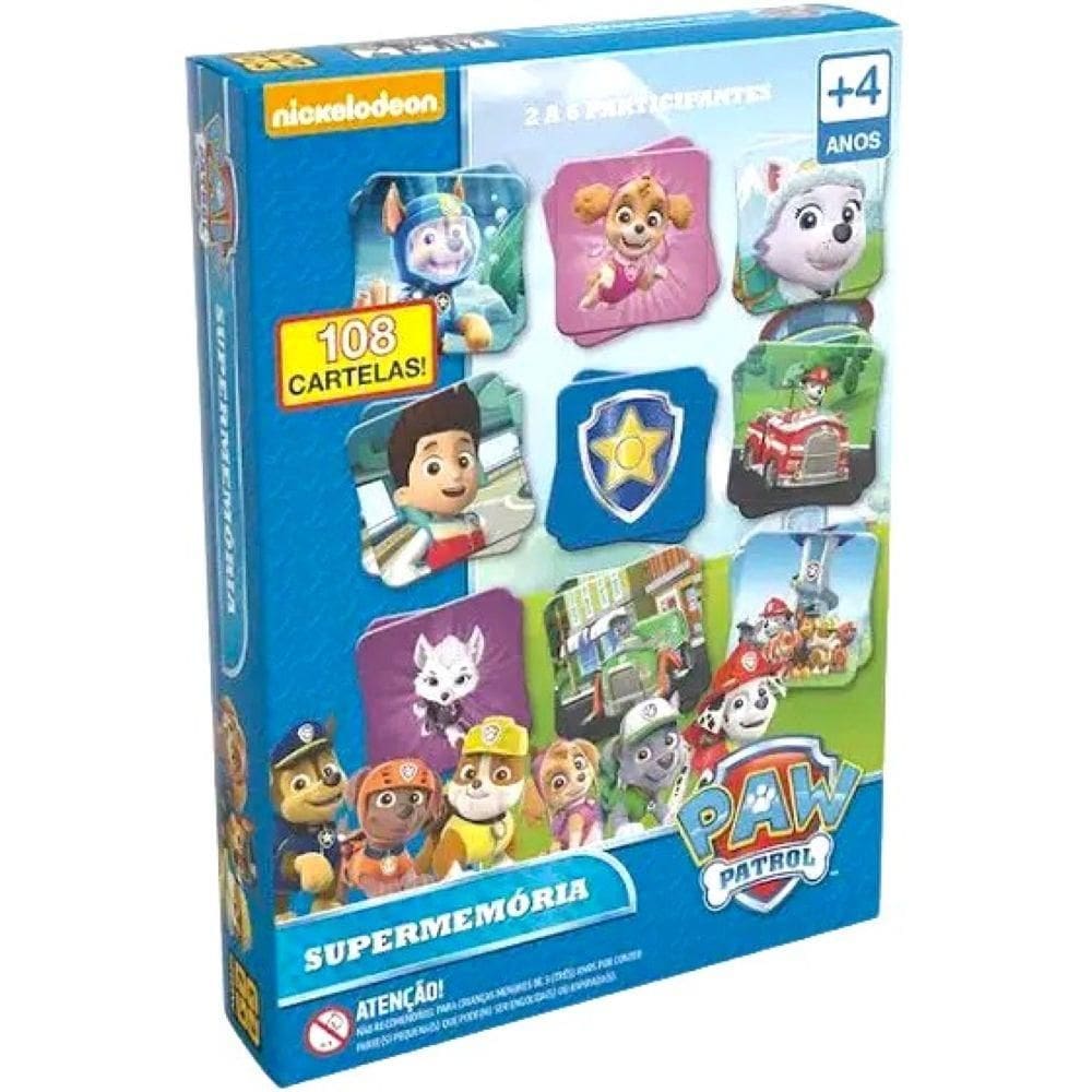 Jogo Supermemória Patrulha Canina 108 Cartelas 3642 - Grow