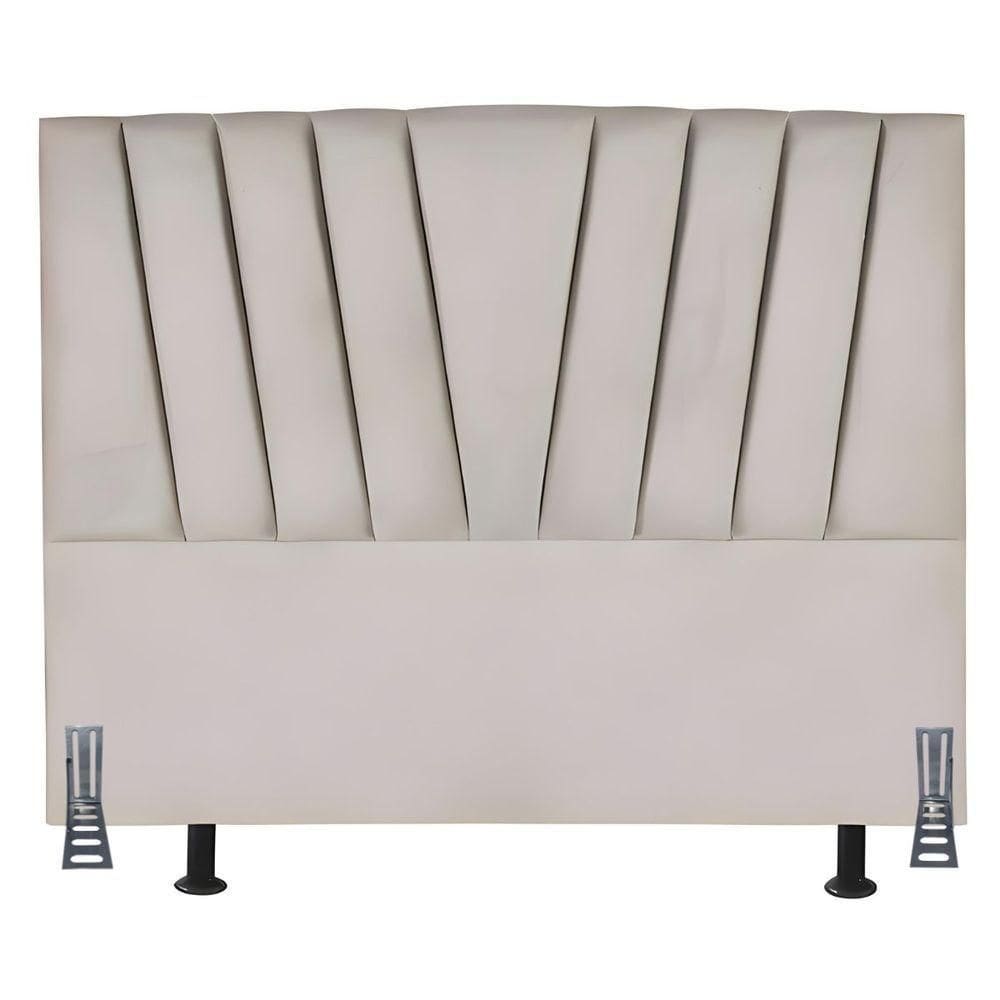 Cabeceira Solteiro 90 Cm Safira Em Corino Com Frame Bege