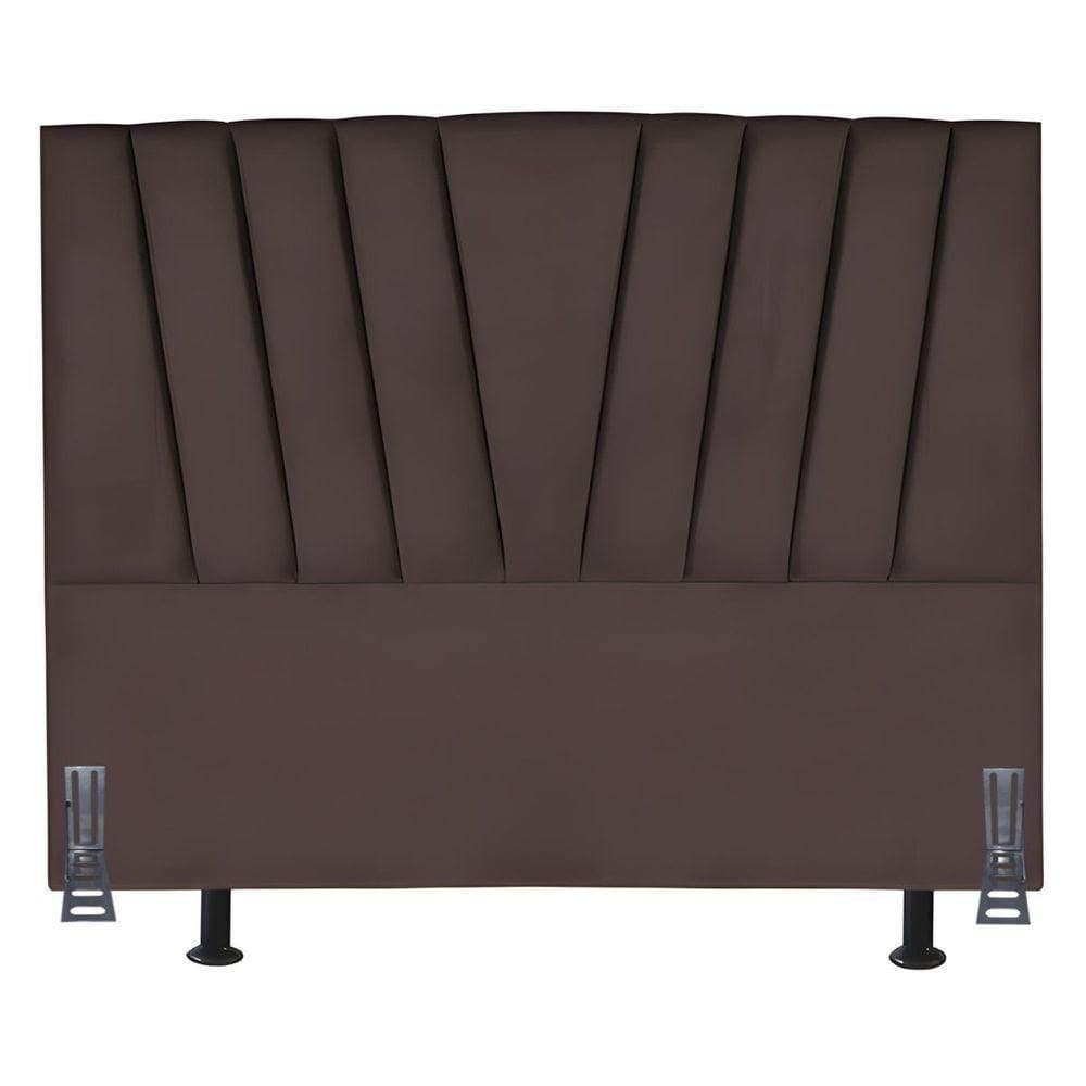 Cabeceira Cama Box Queen 160 Cm Safira Em Corino Com Frame Marrom