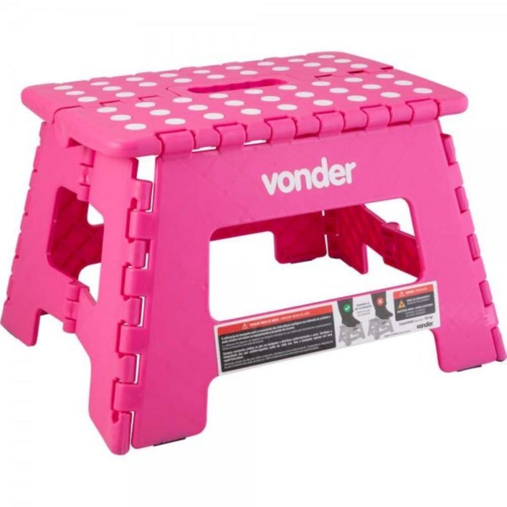Banqueta Plástica Dobrável Rosa 220mm Vonder