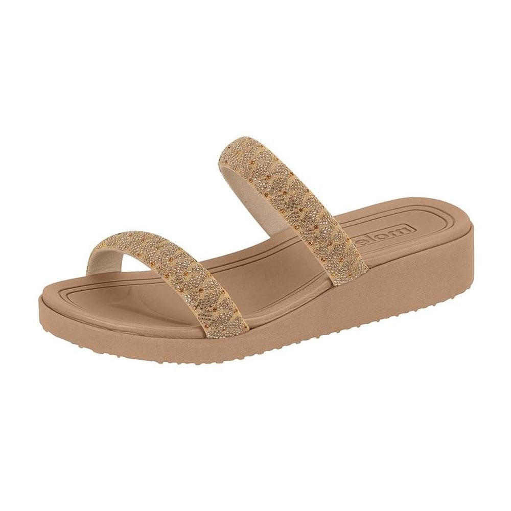 Chinelo Feminino Flatform Conforto Strass Moderno Moleca