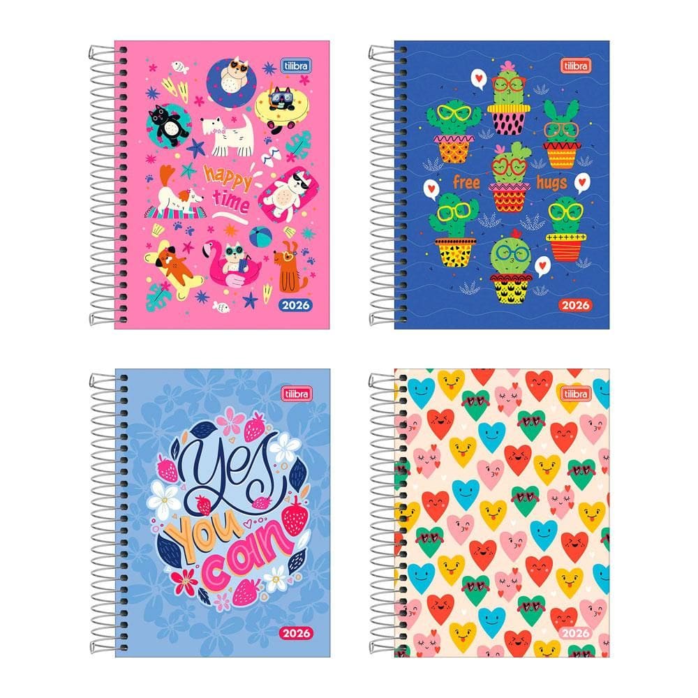 Agenda espiral diária D+ Feminina 2026 Tilibra