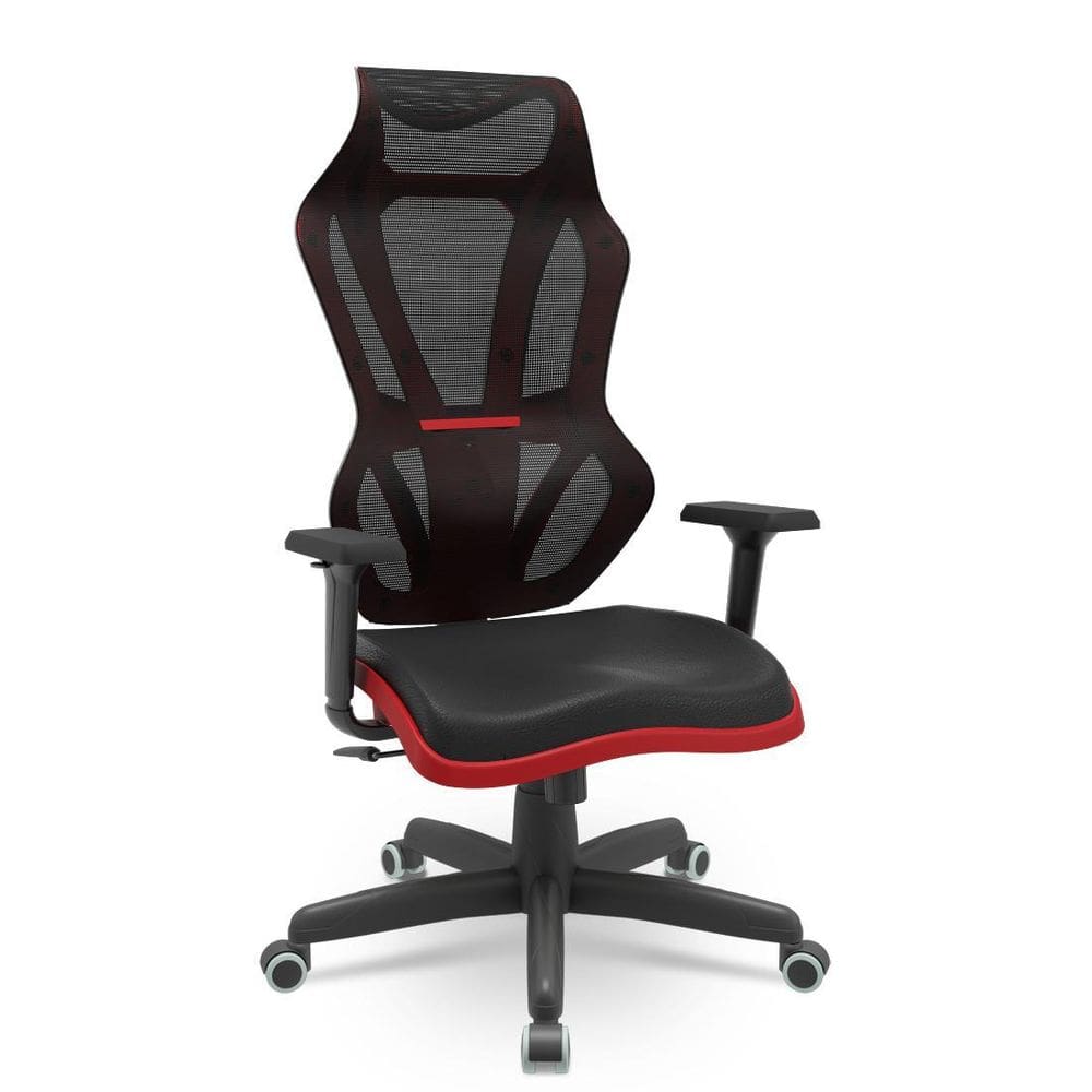 Cadeira Vizon Gamer Estofado Relaxplax Braços 3D Pp Vermelho
