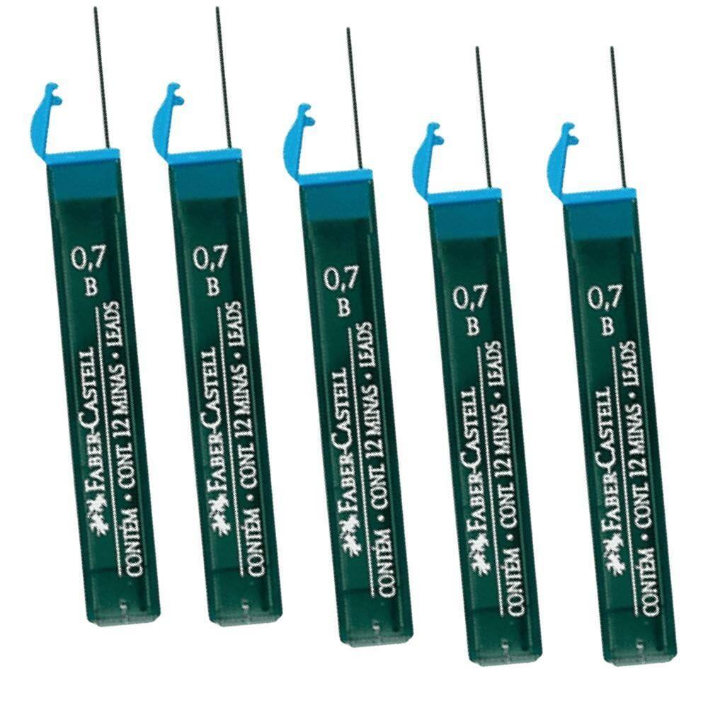 Kit 5X Tubos Grafite 12 Uni Para Lapizeira Faber 2B 0.7