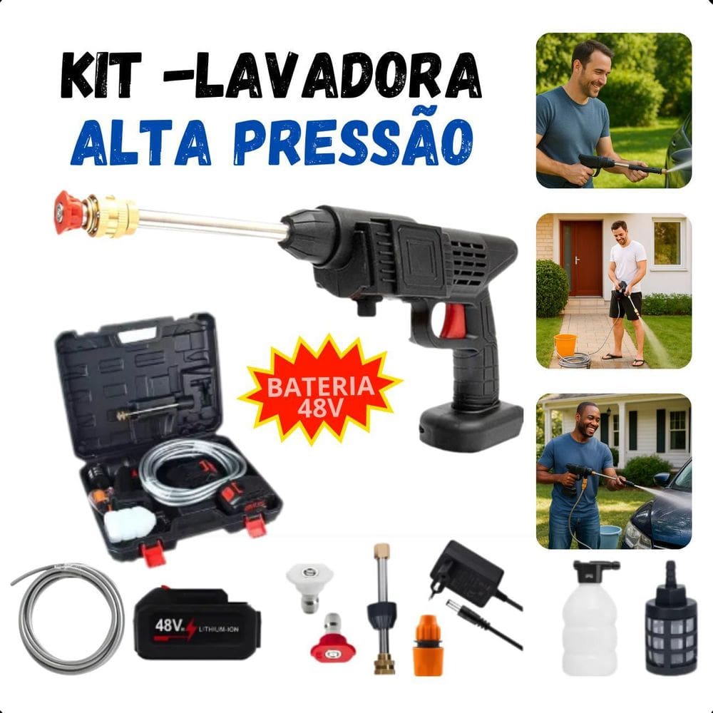 Pistola Alta Pressão Portátil Para Automóveis Recarregável