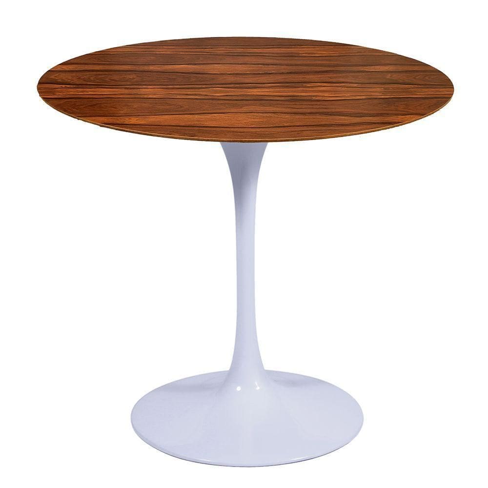 Mesa Saarinen Redonda Pau Ferro 124cm - Base Branca