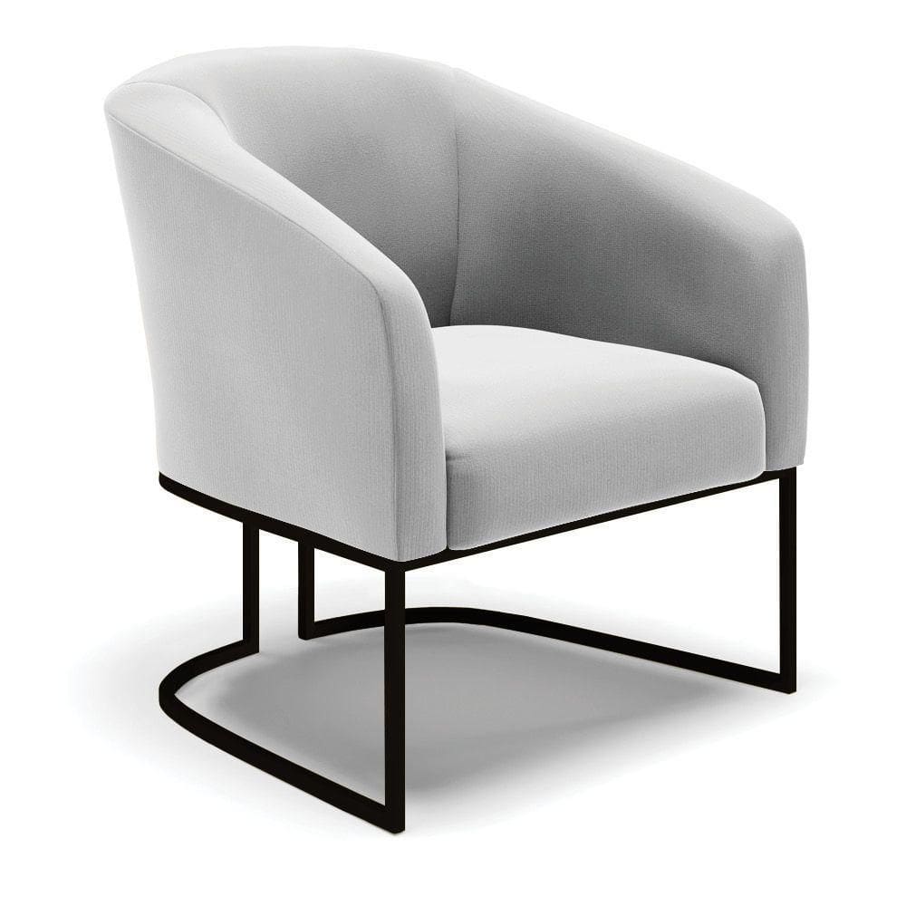 Poltrona Stella Suede Base Industrial Preto - D`Rossi Cor Cinza