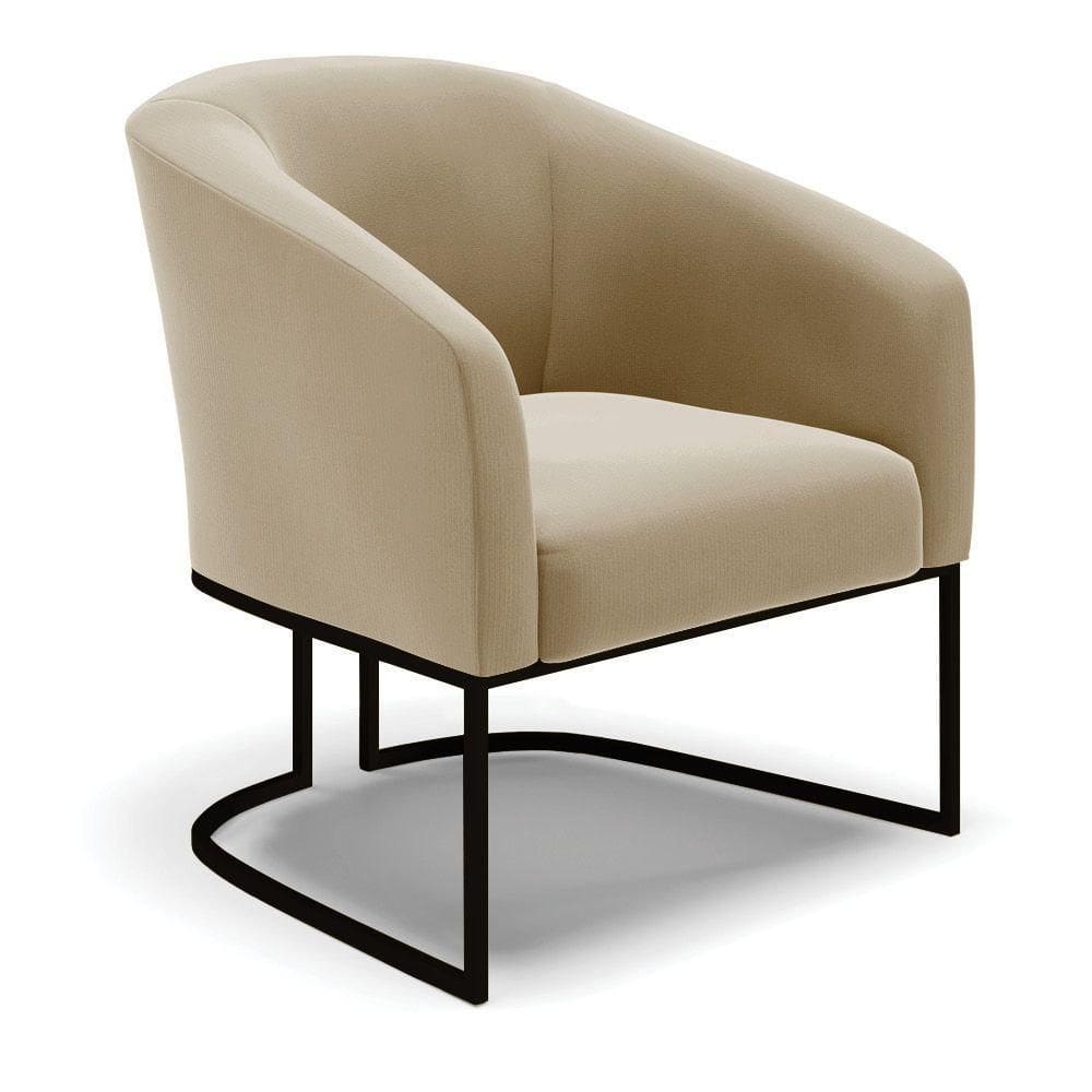 Poltrona Stella Suede Base Industrial Preto - D`Rossi Cor Marrom Rato