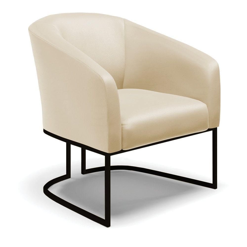 Poltrona Stella Corino Bege Base Industrial Preto - D`Rossi