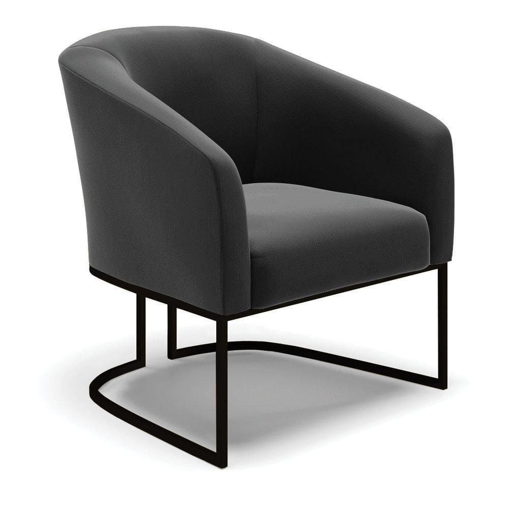 Poltrona Stella Suede Preto Base Industrial Preto - D`Rossi