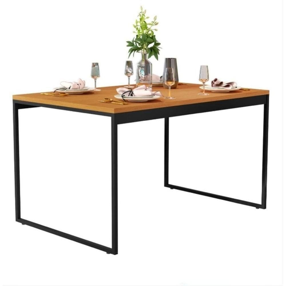Mesa Industrial Freijó 1,20m X 0,80m Estrutura De Metal Tampo Mdf