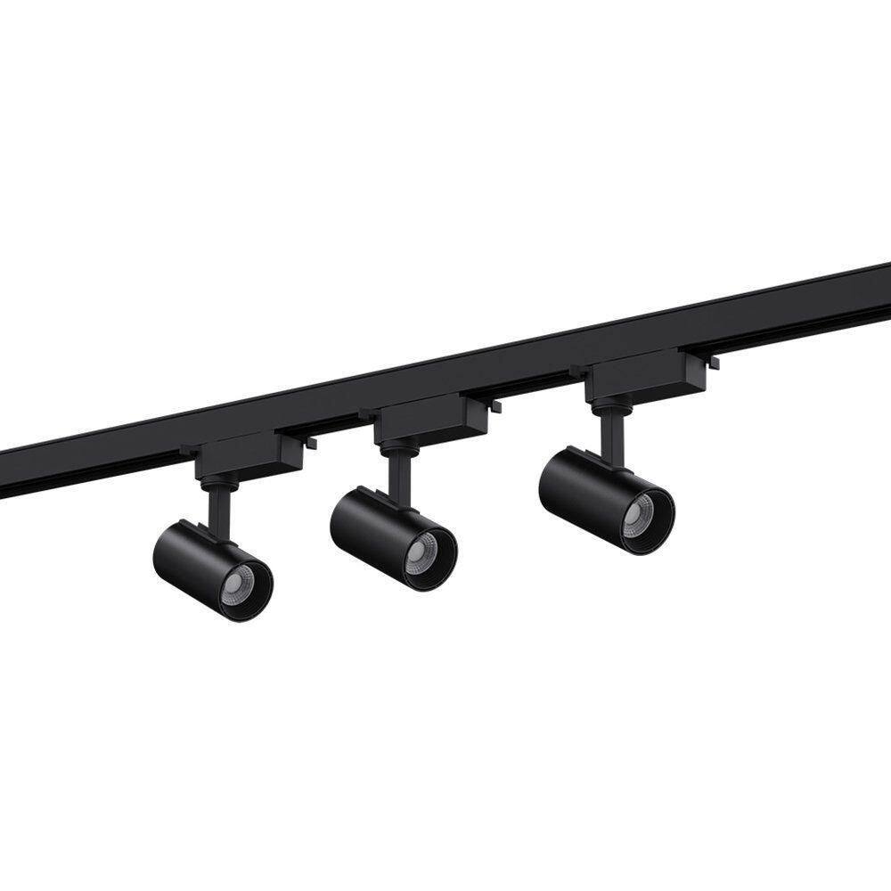 Trilho Eletrificado Com 3 Spots Led Up Blumenau 15w Bivolt Preto - 3000k - Luz Amarela