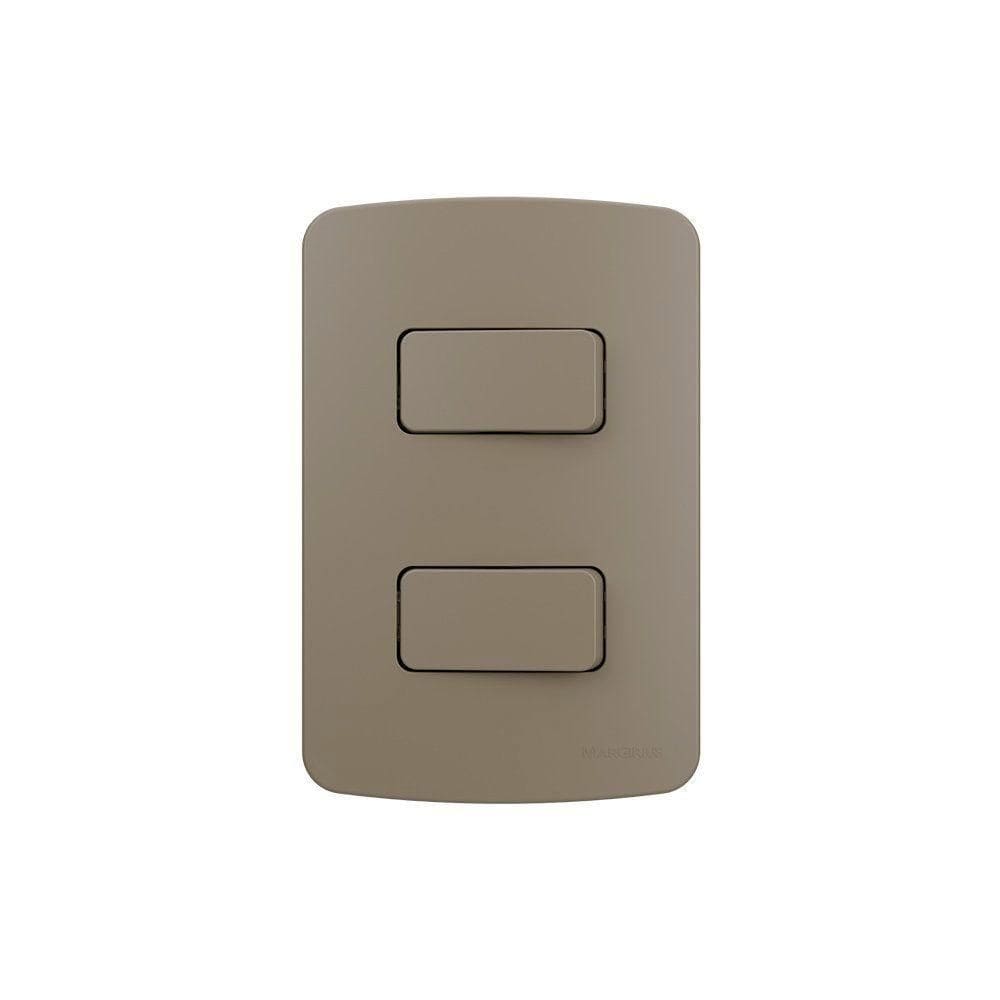 Interruptor Simples Duplo Margirius B3 Colors 10a Com Placa 4x2 Argila