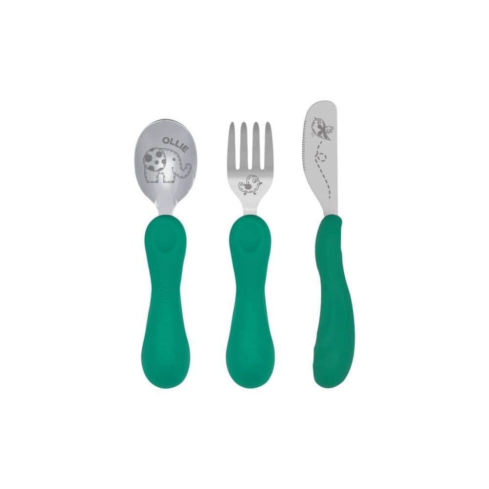 Jogo Anatômico Colher Garfo E Faca Com Inox Elefante Ollie 3Pcs - Marcus Marcus