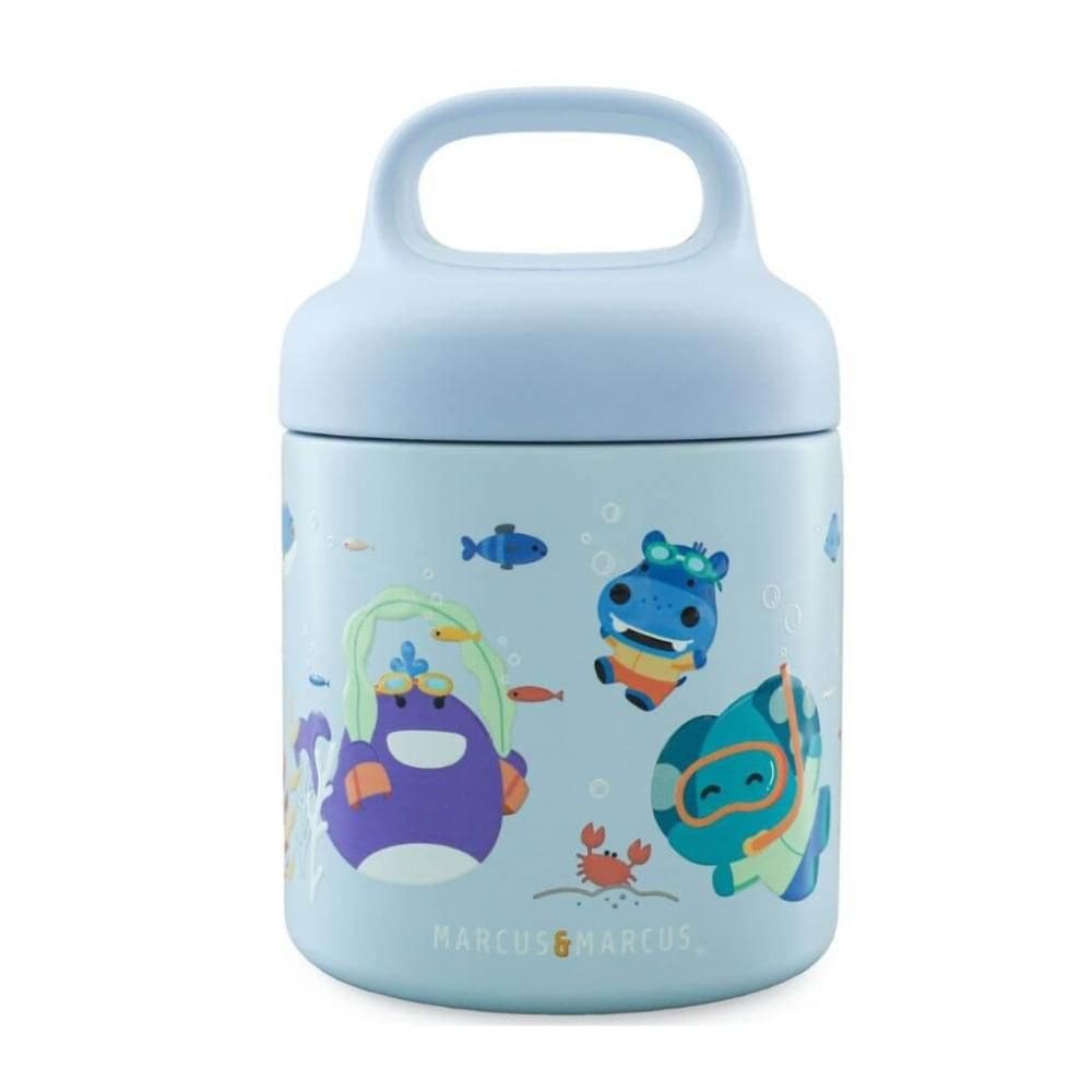 Garrafa Pote Com Alça 300ml Sealife Azul  - MarcusMarcus
