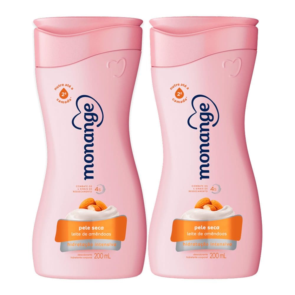 Kit 2 Hidratante Desodorante Monange Hidratação Intensiva Leite de Amêndoas 200ml