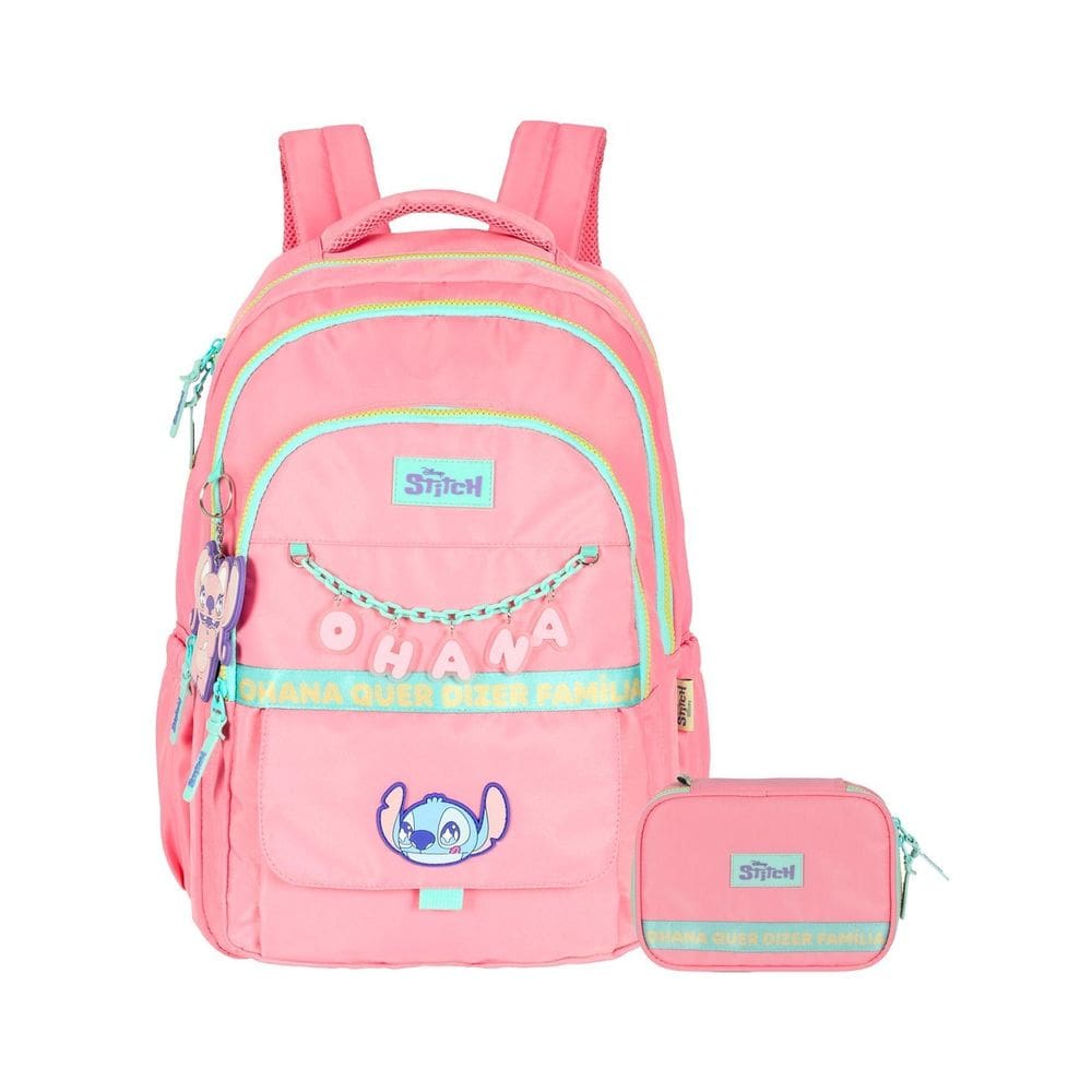 Kit Escolar Lilo Stitch Mochila De Costas + Estojo Box
