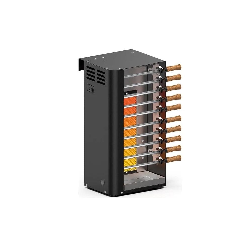 Churrasqueira a Gás Glp Preta c/ 10 Mini Espetos em Aço inox